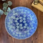 Vintage Arita Hasami Yaki Plate Blue Green Grape Leaf Design