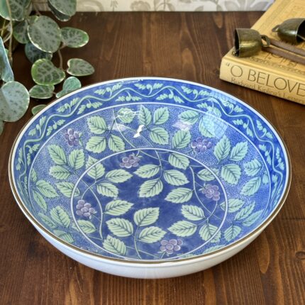 Vintage Arita Hasami Yaki Plate Blue Green Grape Leaf Design