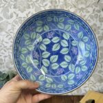 Vintage Arita Hasami Yaki Plate Blue Green Grape Leaf Design