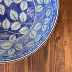 Vintage Arita Hasami Yaki Plate Blue Green Grape Leaf Design