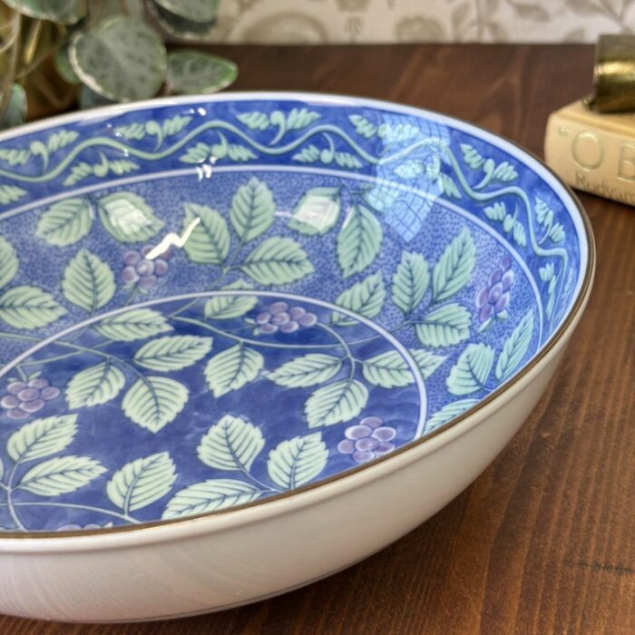 Vintage Arita Hasami Yaki Plate Blue Green Grape Leaf Design