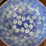 Vintage Arita Hasami Yaki Plate Blue Green Grape Leaf Design