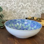 Vintage Arita Hasami Yaki Plate Blue Green Grape Leaf Design