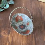 Vintage Indian Brass Enamel Floral Dish Ring Trinket Basket