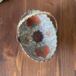 Vintage Indian Brass Enamel Floral Dish Ring Trinket Basket
