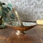 Vintage Indian Brass Enamel Floral Dish Ring Trinket Basket