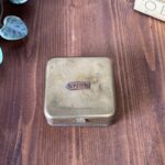 Vintage Brass Worm Bait Tin Antique Fishing Tackle Box c1900s