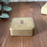 Vintage Brass Worm Bait Tin Antique Fishing Tackle Box c1900s