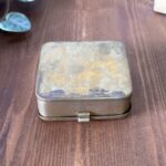 Vintage Brass Worm Bait Tin Antique Fishing Tackle Box c1900s