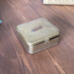 Vintage Brass Worm Bait Tin Antique Fishing Tackle Box c1900s