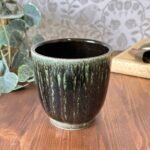 Vintage Poole Pottery Planter 652 Green Drip Glaze Mid Century Plant Pot 10.5cm