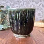 Vintage Poole Pottery Planter 652 Green Drip Glaze Mid Century Plant Pot 10.5cm