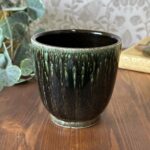 Vintage Poole Pottery Planter 652 Green Drip Glaze Mid Century Plant Pot 10.5cm