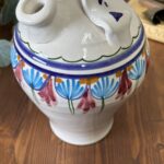 Vintage Spanish Botijo Jug Hand-Painted Floral Ceramic Water Pitcher Vase Decor 9"