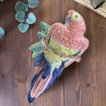 Vintage Italian Majolica Parrot Dish 7068 Macaw Plate Wall Art Bird Pottery