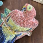 Vintage Italian Majolica Parrot Dish 7068 Macaw Plate Wall Art Bird Pottery