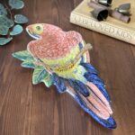 Vintage Italian Majolica Parrot Dish 7068 Macaw Plate Wall Art Bird Pottery
