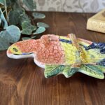 Vintage Italian Majolica Parrot Dish 7068 Macaw Plate Wall Art Bird Pottery