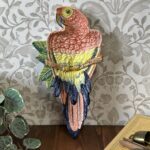Vintage Italian Majolica Parrot Dish 7068 Macaw Plate Wall Art Bird Pottery