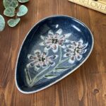 Vintage Jo Lester Isle of Wight Sgraffito Floral Art Pottery Dish Mid-Century