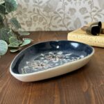 Vintage Jo Lester Isle of Wight Sgraffito Floral Art Pottery Dish Mid-Century