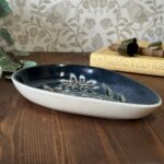Vintage Jo Lester Isle of Wight Sgraffito Floral Art Pottery Dish Mid-Century