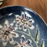 Vintage Jo Lester Isle of Wight Sgraffito Floral Art Pottery Dish Mid-Century