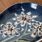 Vintage Jo Lester Isle of Wight Sgraffito Floral Art Pottery Dish Mid-Century