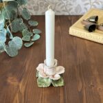 Vintage Capodimonte Pink Rose Candle Holder - Italian Ceramic Floral Shabby Chic