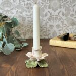 Vintage Capodimonte Pink Rose Candle Holder - Italian Ceramic Floral Shabby Chic