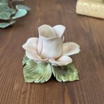 Vintage Capodimonte Pink Rose Candle Holder - Italian Ceramic Floral Shabby Chic