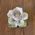 Vintage Capodimonte Pink Rose Candle Holder - Italian Ceramic Floral Shabby Chic