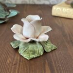 Vintage Capodimonte Pink Rose Candle Holder - Italian Ceramic Floral Shabby Chic