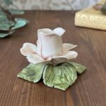 Vintage Capodimonte Pink Rose Candle Holder - Italian Ceramic Floral Shabby Chic