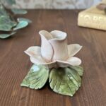 Vintage Capodimonte Pink Rose Candle Holder - Italian Ceramic Floral Shabby Chic