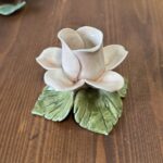 Vintage Capodimonte Pink Rose Candle Holder - Italian Ceramic Floral Shabby Chic