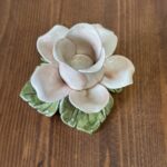 Vintage Capodimonte Pink Rose Candle Holder - Italian Ceramic Floral Shabby Chic