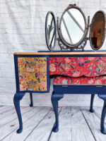 Vintage Queen Anne Dressing Table, Painted Bedroom Set, Vanity, Desk, Sideboard and Stool with Mirror, Statement, Maximalist