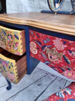 Vintage Queen Anne Dressing Table, Painted Bedroom Set, Vanity, Desk, Sideboard and Stool with Mirror, Statement, Maximalist