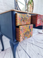 Vintage Queen Anne Dressing Table, Painted Bedroom Set, Vanity, Desk, Sideboard and Stool with Mirror, Statement, Maximalist
