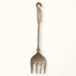 Vintage Brass Decorative Fork Wall Art, Rustic Kitchen Decor, Large Hanging Utensil
