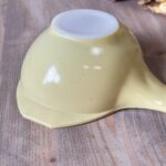 Vintage JAJ Pyrex Yellow Snowflake Gravy Sauce Boat Mid Century Modern 1960s