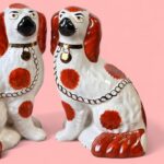 Vintage Hand Painted Spaniel Figures, Red & White Mantel Dogs