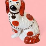 Vintage Hand Painted Spaniel Figures, Red & White Mantel Dogs