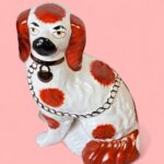 Vintage Hand Painted Spaniel Figures, Red & White Mantel Dogs