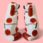 Vintage Hand Painted Spaniel Figures, Red & White Mantel Dogs