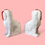 Vintage Hand Painted Spaniel Figures, Red & White Mantel Dogs