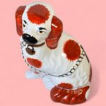 Vintage Hand Painted Spaniel Figures, Red & White Mantel Dogs