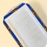 Art Deco Morley Fox & Co Sandwich Set, 6 Pc, Blue Floral, Gold Gilt Vintage