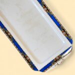 Art Deco Morley Fox & Co Sandwich Set, 6 Pc, Blue Floral, Gold Gilt Vintage